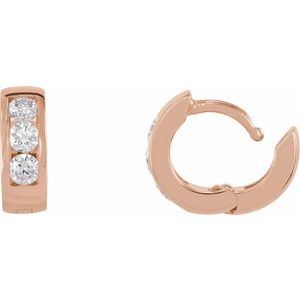 14K Rose Gold 1/3 CTW Lab-Grown Diamond 10 mm Hinged Hoop Earrings