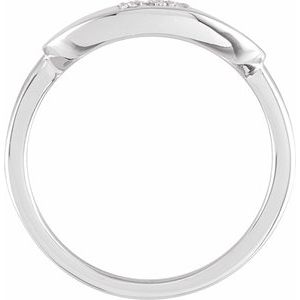 14K White Gold .08 CTW Natural Diamond Initial F Signet Ring