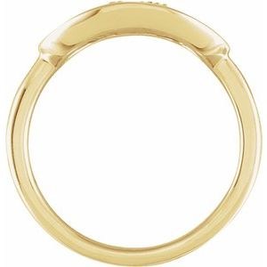 14K Yellow Gold 1/10 CTW Natural Diamond Initial R Signet Ring