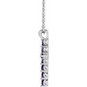 Sterling Silver Natural Alexandrite Cross 16-18" Necklace