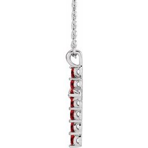 Sterling Silver Lab-Grown Ruby 16-18" Necklace