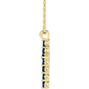14K Yellow Gold Lab-Grown Blue Sapphire 16-18" Necklace