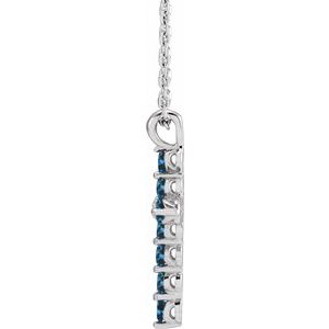 14K White Gold Lab-Grown Blue Sapphire 16-18" Necklace