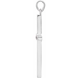 14K White Gold Natural Mozambique Garnet Cross Pendant