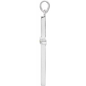 14K White Gold Natural Peridot Cross Pendant