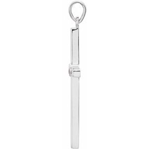 14K White Gold Natural Pink Tourmaline Cross Pendant