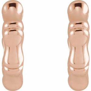 14K Rose Gold Hinged Bamboo 12 mm Hoop Earrings