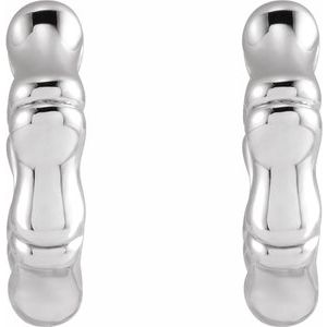 14K White Gold Hinged Bamboo 12 mm Hoop Earrings