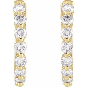 14K Yellow Gold 1/2 CTW Natural Diamond Hinged 15.25 mm Hoop Earrings