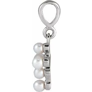 Sterling Silver Cultured White Seed Pearl Youth Cross Pendant