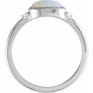 Sterling Silver Natural Ethiopian Opal & .03 CTW Natural Diamond Ring
