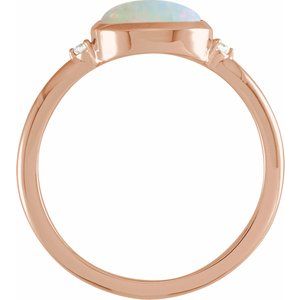 14K Rose Gold Natural Ethiopian Opal & .03 CTW Natural Diamond Ring