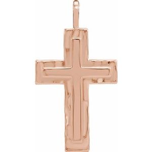 14K Rose Gold 24.47x13.4 mm Textured Cross Pendant