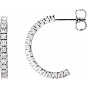 14K White Gold 2 CTW Natural Diamond 27.7 mm Hoop Earrings