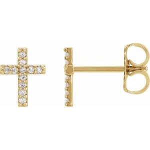 14K Yellow Gold .025 CTW Natural Diamond Cross Single Earring
