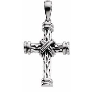 14K White Gold 29.25x21.5 mm Cross Pendant
