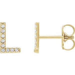 14K Yellow Gold .04 CTW Natural Diamond Initial L Earring