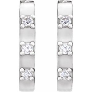 Platinum .08 CTW Natural Diamond 11.5 mm Hoop Earrings