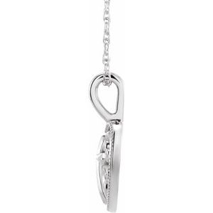 14K White Gold 18.7x12.6 mm Cross and Heart 16" Necklace