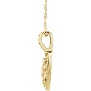 14K Yellow Gold 18.7x12.6 mm Cross and Heart 16" Necklace