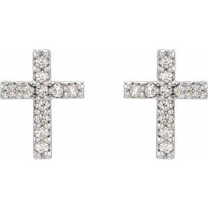 Platinum .05 CTW Natural Diamond Cross Earrings