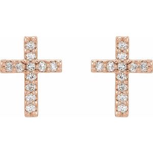 14K Rose Gold .05 CTW Natural Diamond Cross Earrings