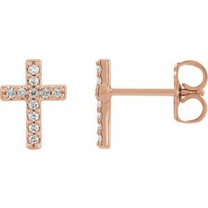 14K Rose Gold .04 CTW Natural Diamond Cross Single Earring