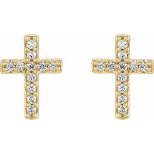 14K Yellow Gold .08 CTW Natural Diamond Cross Earrings