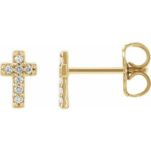 14K Yellow Gold .03 CTW Natural Diamond Cross Single Earring