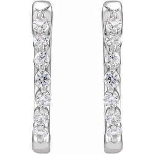 14K White Gold 1/5 CTW Lab-Grown Diamond Hoop Earrings