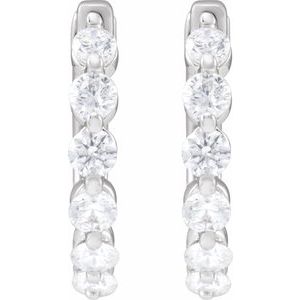 14K White Gold 3/4 CTW Lab-Grown Diamond Hoop Earrings