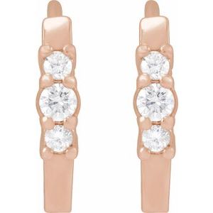 14K Rose Gold 1/8 CTW Natural Diamond Hinged 13.08 mm Hoop Earrings