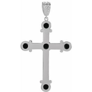 Sterling Silver Natural Black Onyx Cross Pendant