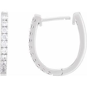 14K White Gold 1/2 CTW Lab-Grown Diamond Hoop Earrings