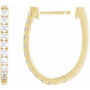 14K Yellow Gold 3/4 CTW Lab-Grown Diamond Hoop Earrings