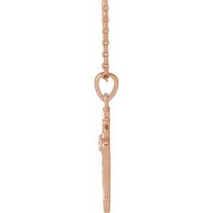 14K Rose Gold .08 CTW Natural Diamond Vintage-Inspired Cross 16-18" Necklace