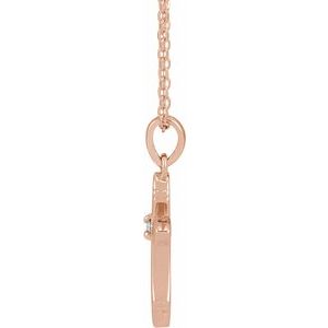 14K Rose Gold .015 CT Natural Diamond Cross 16-18" Necklace
