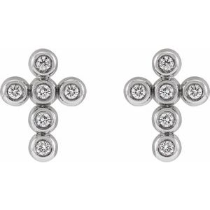 Platinum .08 CTW Natural Diamond Cross Earrings
