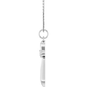 14K White Gold Angel Wings Heart Cross 18" Necklace