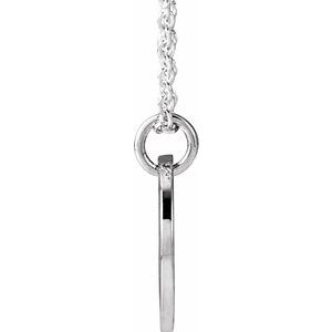 14K White Gold Script Initial R 16-18" Necklace