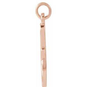 14K Rose Gold Petite Initial F Pendant
