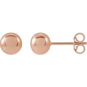 14K Rose 6 mm Ball Earrings