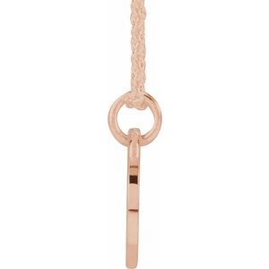 14K Rose Gold Script Initial F 16-18" Necklace