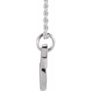 14K White Gold Petite Initial V 16" Necklace