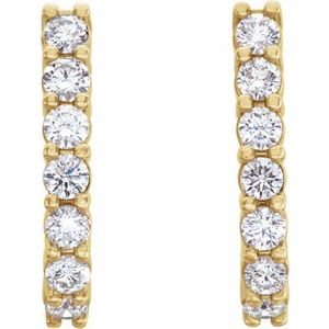 14K Yellow Gold 3/4 CTW Lab-Grown Diamond J-Hoop Earrings
