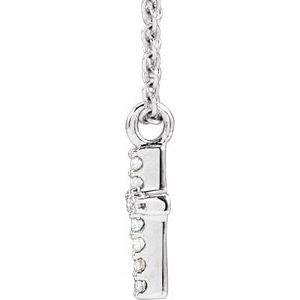 14K White Gold .03 CTW Natural Diamond Cross 18" Necklace