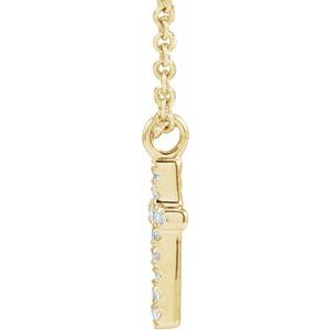 14K Yellow Gold .04 CTW Natural Diamond Cross 18" Necklace