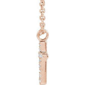 14K Rose Gold .04 CTW Natural Diamond Cross 18" Necklace