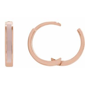 14K Rose Gold Pink Enamel Hinged 12.1 mm Hoop Earrings