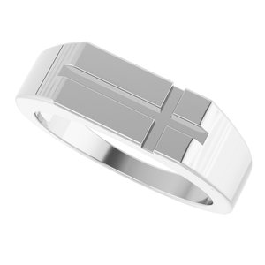 Platinum Rectangle Cross Signet Ring